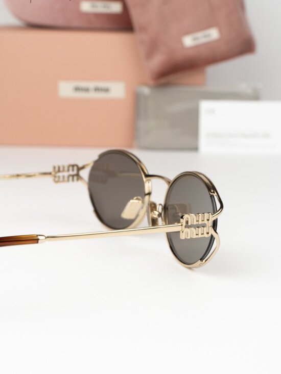 Miu Miu Women Sunglasses LOGO Pale Gold Grey Oval MU52YS ZVN80Q NEW AUTHENTIC main image 7
